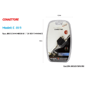 Maxtech-adattatore Audio Stereo Jack 3.5 Mm Maschio A 2 Rca Femmina Audio Maxtech C-019 -