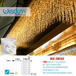 Wisdom-tenda Luminosa Natalizia 100 Led Luce Calda Fissa + Bianca Intermittente Xc-3033 -