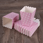 Trade Shop Traesio-set 18pz Contenitore Scatola Pop Corn In Carta Rosa Pois Festa Confettata Caramelle -