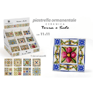 Kaela-piastrella Ornamentale Ceramica 11x11 Cm Terra E Sole 9 Decori Assortiti 825637 -