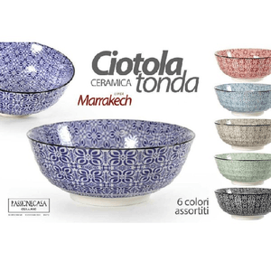 Kaela-ciotola Tonda In Ceramica Decorata Multiuso Marracash 18x18x7cm 6 Colori 771606 -