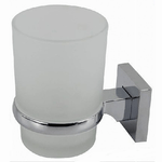 Cleafe-porta Spazzolini Dentifricio Bicchiere Vetro Satinato Parete Bagno Square 59186 -