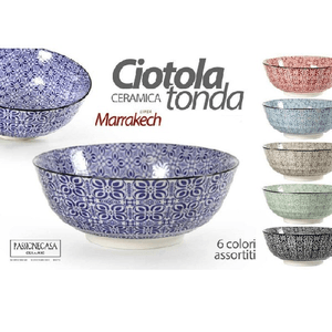 Kaela-ciotola Tonda Marrakech Multiuso 23x23x8,5 Cm Ceramica Decorata 6 Colori 771583 -