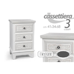 Kaela-cassettiera 3 Cassetti Comodino Slim Mobile Elegant In Legno 41x34x68cm 801112 -