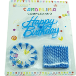 Trade Shop Traesio-candeline Scritta Happy Birthday Celeste Torta Festa Party Compleanno 61593b -