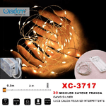 Wisdom-catena 30 Microled A Batteria Cavo Silver Luce Calda Fissa+intermittente Xc-3717 -