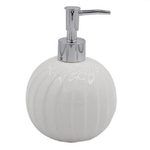 Cleafe-dispenser Porta Sapone Liquido Sferico Ceramica Rigata Bianco Arredo Bagno 79957 -