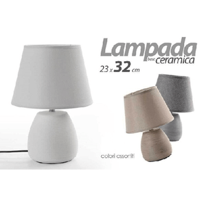 Trade Shop Traesio-lampada Lumetto Abat-jour 23x32cm Da Tavolo Base In Ceramica 3 Colori Ass 763564 -