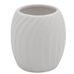 Cleafe-bicchiere Portaspazzolini In Ceramica Rigata Bianca Accessori Arredo Bagno 79958 -