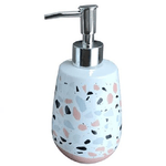 Cleafe-dispenser Porta Sapone Bagno Graniglia Bianco Multicolore Con Base Rosa 59875 -