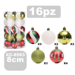 Wisdom-set 16 Palline Natalizie Decorazioni 8 Cm Addobbi Per Albero Di Natale Xc-8563 -