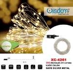 Wisdom-catena Luminosa 300 Microled Lucciole Luce Calda Cavo Silver In Metallo Xc-4261 -