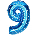 Trade Shop Traesio-palloncino Numero 9 Azzurro Stelle Bianche 35cm Elio Decorazione Party Festa -