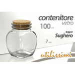 Kaela-set 3pz Contenitore Barattolo Barattolino Tondo 100ml Vetro Tappo Sughero 708664 -