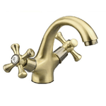 Cleafe-rubinetto Per Bagno Lavabo Miscelatore Doppia Manopola In Ottone Bronzo Satinato -