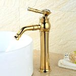 Cleafe-miscelatore Rubinetto Monocomando Lavabo Lavandino Bagno Alto Gemme Dorato -