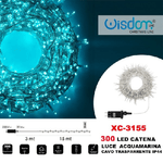 Wisdom-catena Luminosa 300 Luci Led Lucciole Luce Acquamarina Cavo Trasparente Xc-3155 -