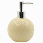 Cleafe-dispenser Porta Sapone Liquido Sferico Ceramica Rigata Gialla Arredo Bagno 79960 -