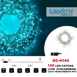 Wisdom-catena Luminosa 100 Luci Led Lucciole Luce Acquamarina Cavo Trasparente Xc-4143 -