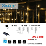 Wisdom-tenda Luminosa Natalizia 300 Mini Led Luce Calda Cavo Trasparente Xc-3688 -