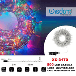 Wisdom-catena Luminosa 500 Luci Led Lucciole Luce Multicolore Cavo Trasparente Xc-3170 -