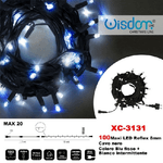 Wisdom-catena Luminosa 100 Luci Led Lucciole Blu Fisso + Bianco Intermittente Xc-3131 -