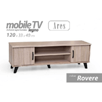 Kaela-mobile Porta Tv Ares Legno Rovere Moderno 120x33x40cm Con 2 Ripiani Ante 796500 -