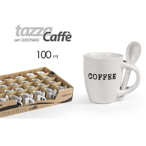Trade Shop Traesio-set 6 Pezzi Tazzina Tazza Caffe' Con Cucchiaio Bicchierino 100ml Coffee 818059 -