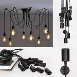 Trade Shop Traesio-lampadario 12 Pendenti Lampada Ragno Nero A Soffitto Sospensione Luce Portalampada E27 -