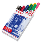 Edding 4095 Confezione da 5 pennarelli a gesso liquido - Punta rotonda - Tratto 2-3 mm - Odore neutro - Colori bianco x2