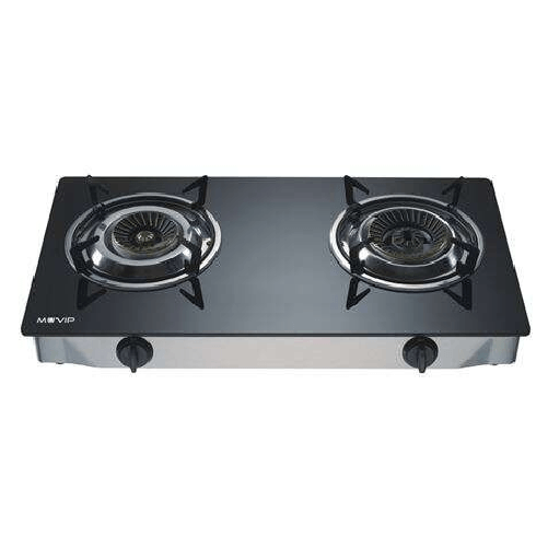 Muvip Cucina a Gas INOX 2 FIGHT - Vetro Temperato - Accensione Piezoelettrica - Bruciatore in ghisa staccabile