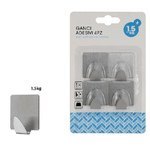 Cleafe-set 4 Pz Ganci Appendini Adesivi Parete Cucina Bagno Attaccapanni Quadrati 59663 -