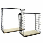 Trade Shop Traesio-2 Mensole Da Parete Moderne Design Cubo Mensola Scaffale Legno Metallo Nero -