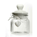 Kaela-barattolo Cuore Pendente Ermetico Vetro Tappo Bianco Ceramica 650 Ml 17cm 681936 -