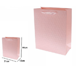 Trade Shop Traesio-set 2pz Borse Buste Regalo Shopper Rosa Goffrata Manico Tessuto 44x31x12cm 69931 -