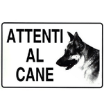 Trade Shop Traesio-cartello Attenti Al Cane 20x30 Cm Pvc Rigido Adesivo Segnaletica Sicurezza -