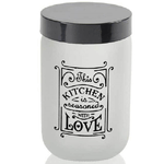 Kaela-barattolo Contenitore Vetro Bianco Love Moderno Satinato Tonda 660ml 14x9cm 833458 -