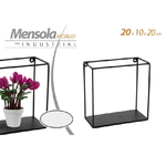 Kaela-mensola Quadrata Bacheca Parete Metallo Nero 20x10x20cm Serie Industrial 822230 -