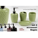 Kaela-set 4pz Accessori Bagno Dosatore Porta Sapone Spazzolino In Ceramica Pois 616280 -