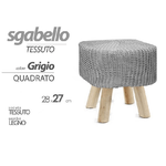 Kaela-pouf Sgabello Poggiapiedi Quadrato Gambe In Legno Tessuto Grigio 27x28cm 827723 -