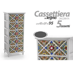 Kaela-cassettiera 5 Cassetti Comodino Legno Design Bianco Mediterraneo 40x31x95cm 829383 -