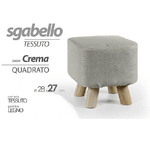 Kaela-pouf Sgabello Poggiapiedi Quadrato Crema Tessuto Pouff Piedi Legno 27x28cm 789861 -