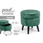 Kaela-pouf Contenitore Poggiapiedi Sgabello Pouff Velluto Legno Verde 40x37cm 801709 -