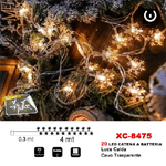 Wisdom-catena Luminosa Fiocchi Neve 20led A Batteria Luce Calda Cavo Traparente Xc-8475 -