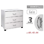 Kaela-mobile Cassettiera Comodino Comò Gaia 3 Cassetti Bianco Legno 68x40x64cm 768675 -