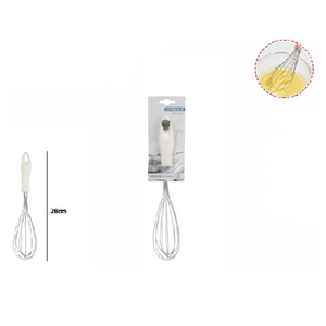 Trade Shop Traesio-frusta 28cm Con Manico In Plastica Bianca Utensile Da Cucina Pasticceria 66158 -