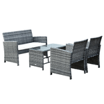 Outsunny Set Mobili 4 Pezzi Divanetto 2 Poltrone Tavolino da Giardino Metallo, Rattan 108.5 x 61.5 x76.5 cm