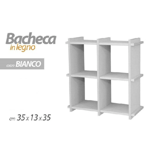 Kaela-bacheca Scaffale Da Parete Mensola In Legno Bianco 35x13x35cm 4 Scomparti 782459 -