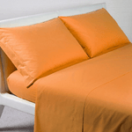 CALEFFI COMPLETO LENZUOLA TINTA UNITA LETTO MATRIMONIALE COLORE ARANCIO