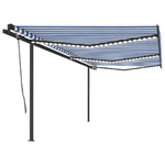 vidaXL Tenda da Sole Retrattile Manuale con LED 6x3 m Blu e Bianco